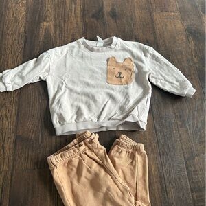 Cute Bear Sweatshirt and Pants Set
